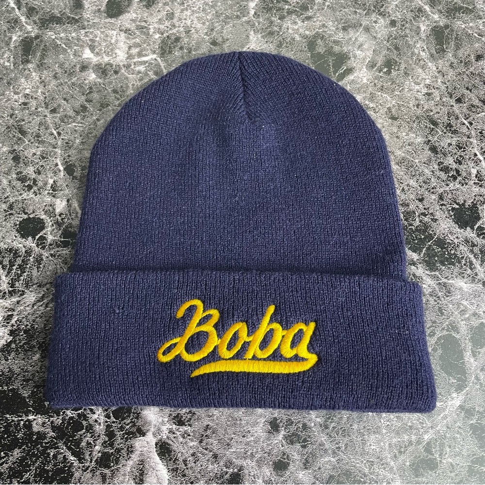 Boba Beanie Unisex Adult One Size Navy Blue Beanie Boba Milk Tea Hat Stretch